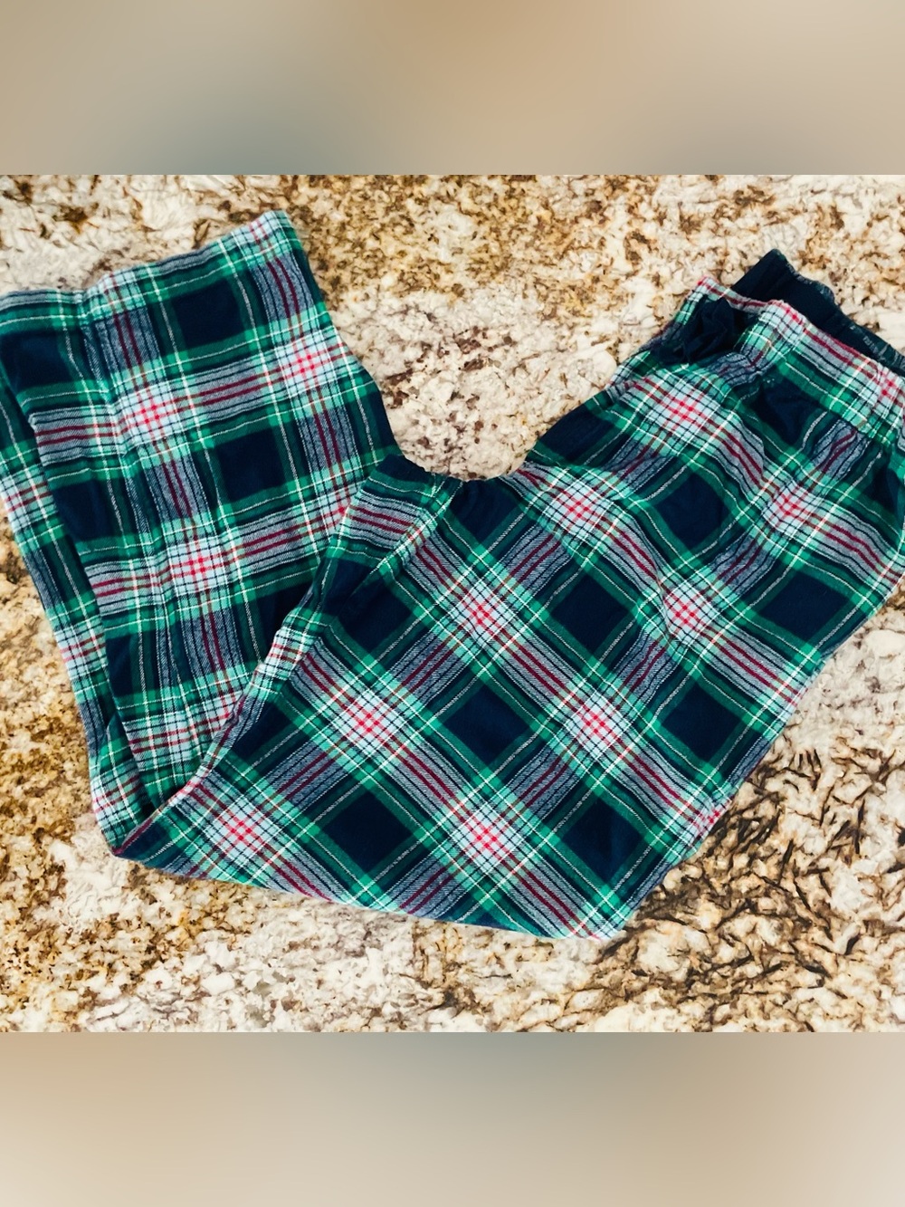 Lands’ End Women’s Medium Petite Plaid Flannel Pajama Pants Green